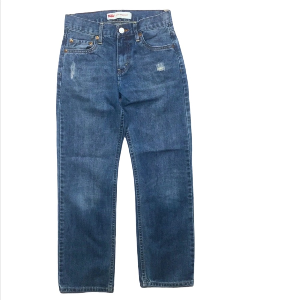 LEVI’S 514 Jeans Straight Fit Distressed Medium Wash Denim Boys Size 14R